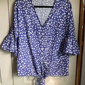 Periwinkle Deep V Kancystore Size Large Blouse